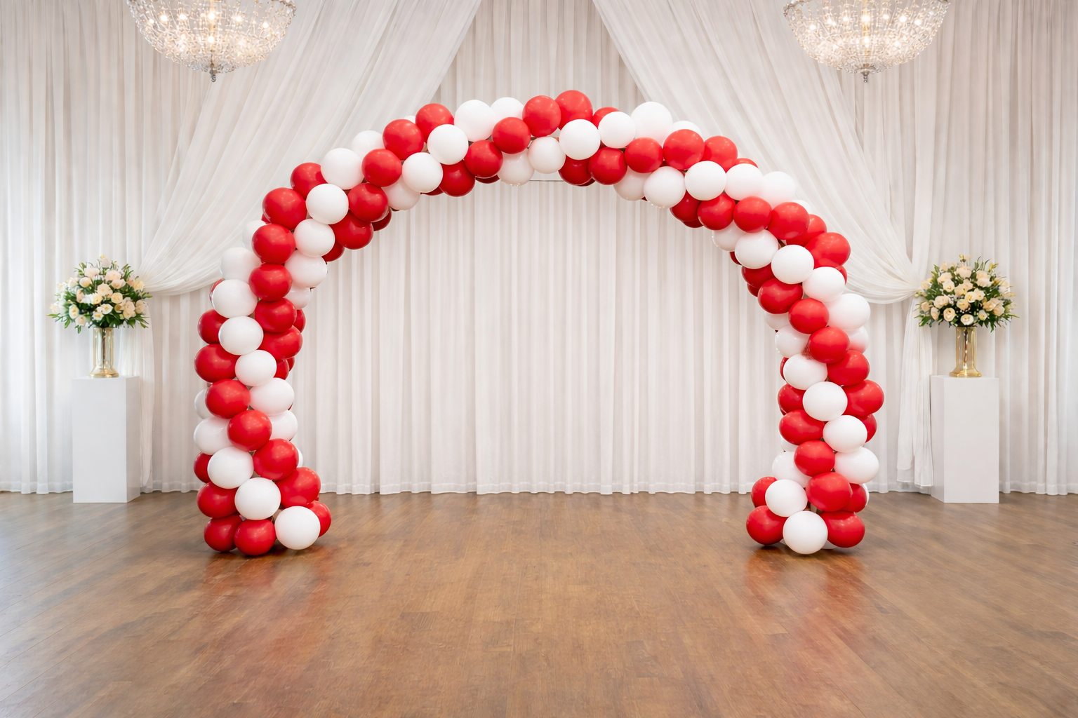 Classic Red & White Balloon Arch