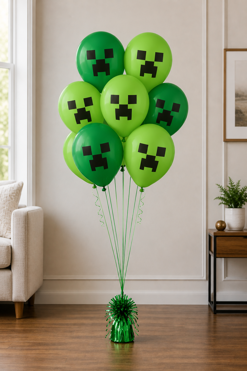 Minecraft-Inspired Creeper Face Balloon Set