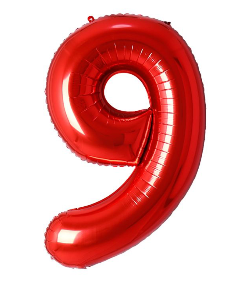 34" Red Number 9 Balloon