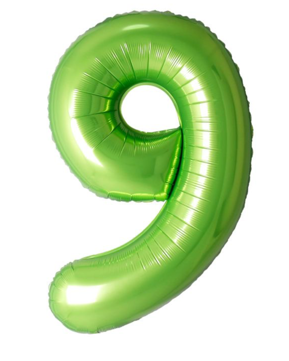 34" Green Number 9 Balloon