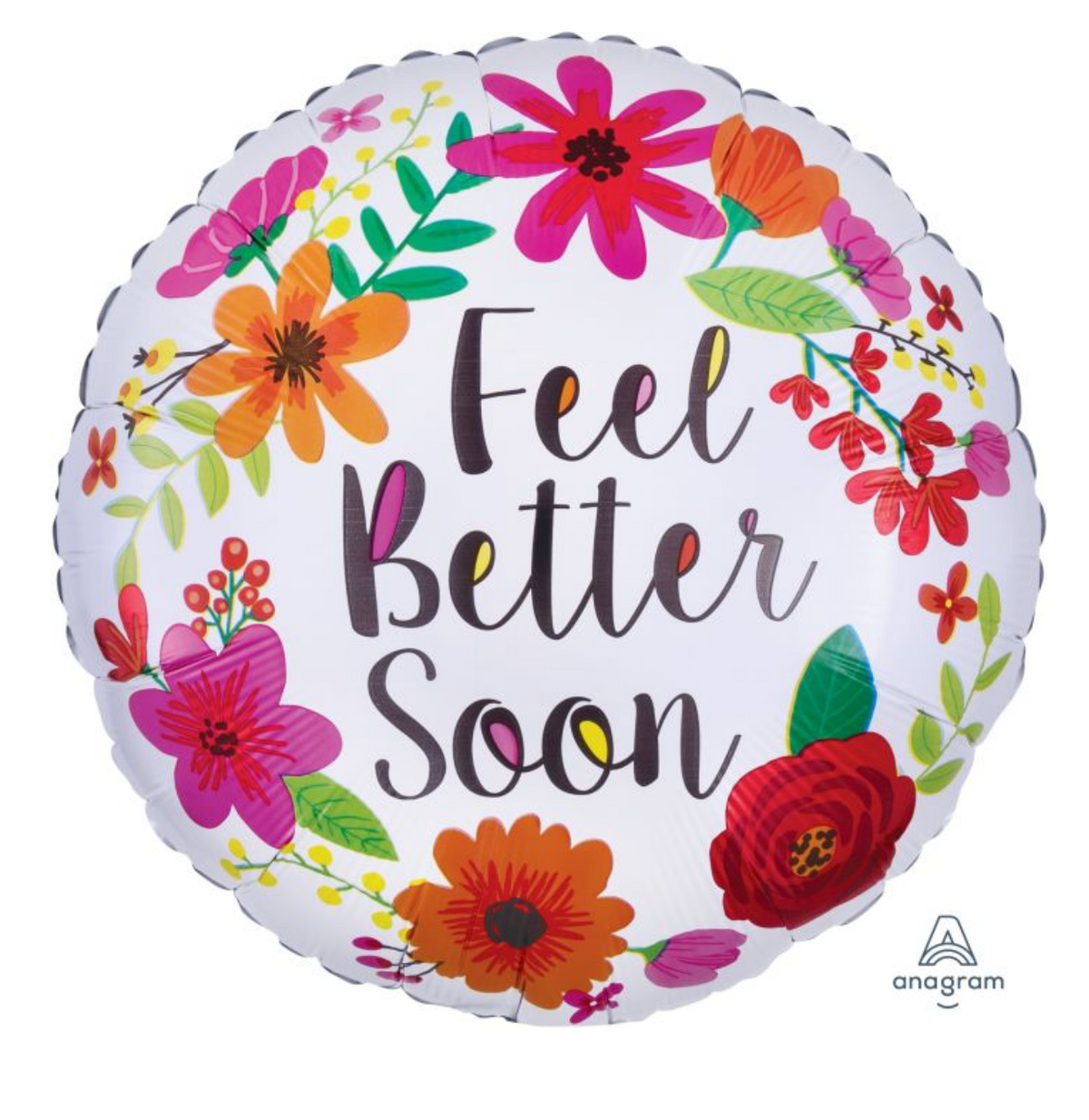 18" Feel Better Soon Floral Wreath Balloon