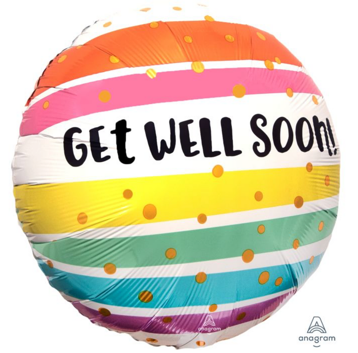 18" Get Well Bold Stripes Balloon