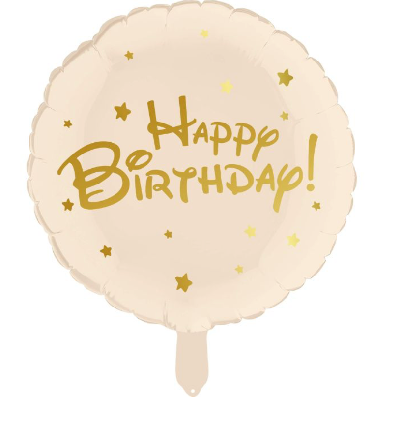 18" Happy Birthday Script Cream Balloon