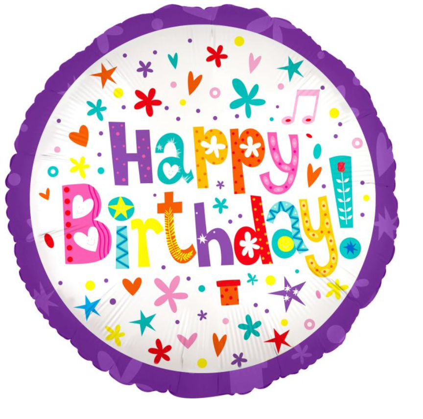 18" Happy Birthday Confetti Purple Balloon
