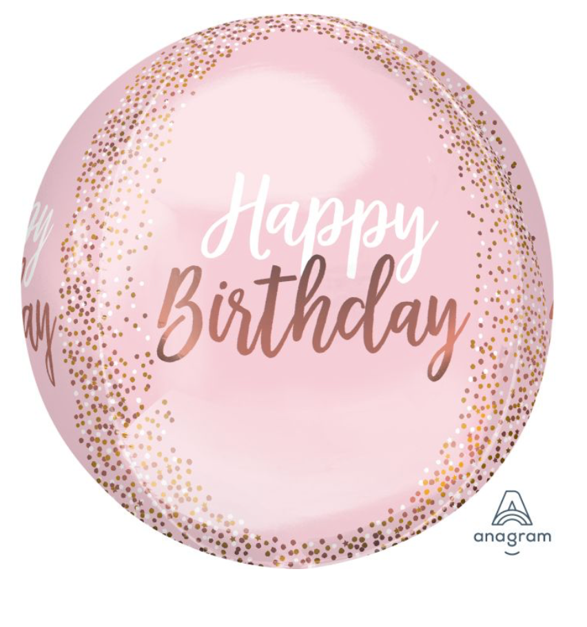16" Orbz Blush Birthday Balloon