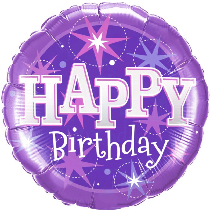 18" Happy Birthday Sparkle Purple Balloon