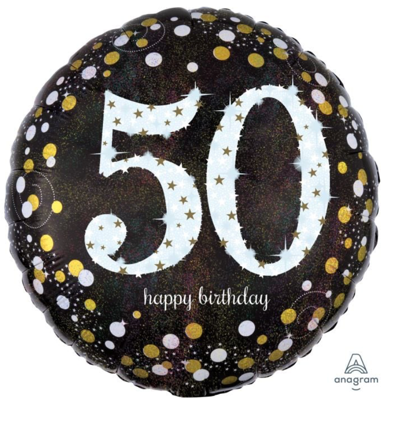 18" Holographic Sparkling Birthday 50 Balloon