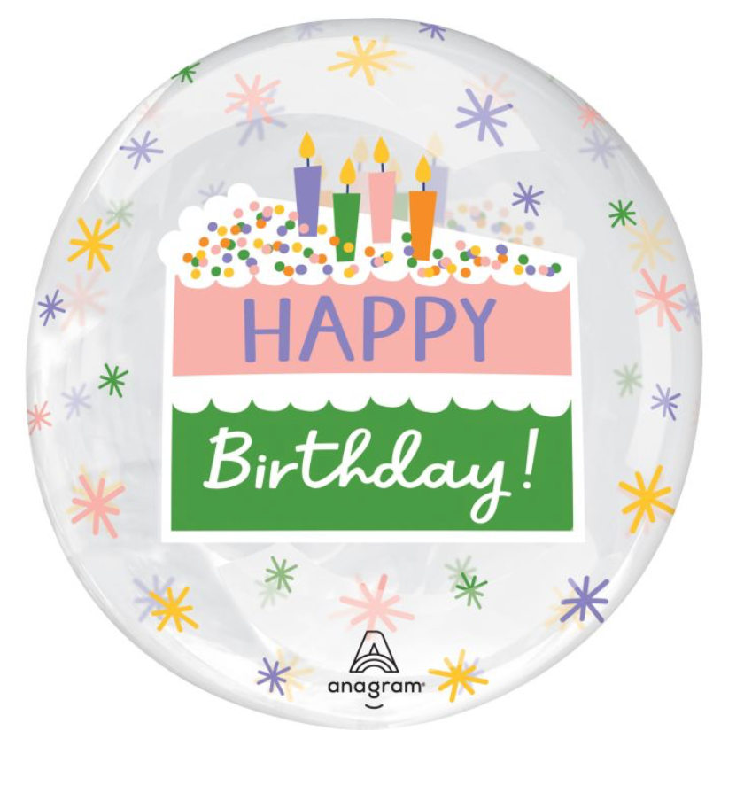18" Clearz Happy Birthday Cake Slice Balloon