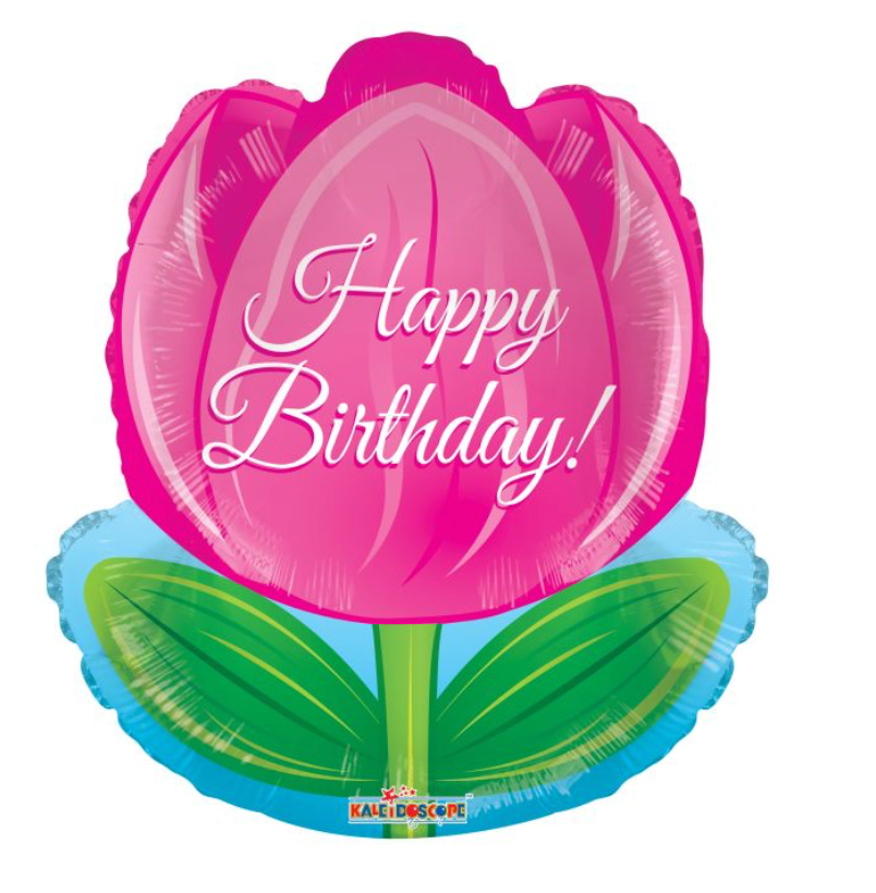 18" Happy Birthday Tulip Shape Balloon