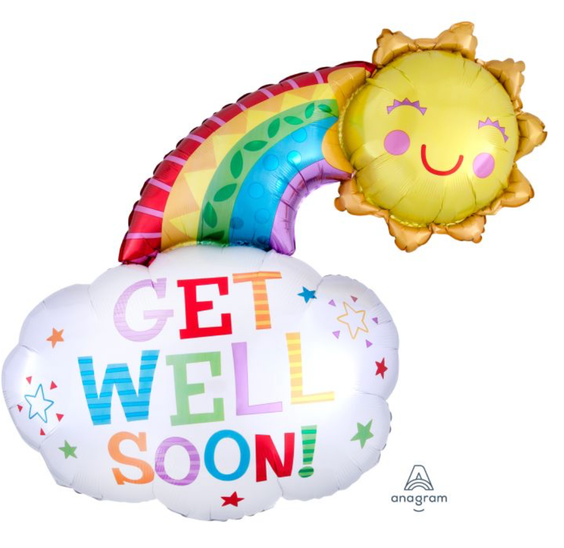 SuperShape Get Well Happy Rainbow Balloon
