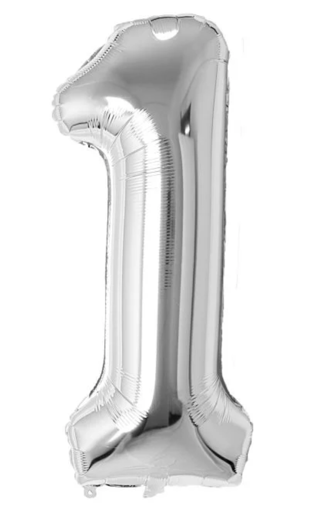 34" Silver Number 1 Airise Balloon