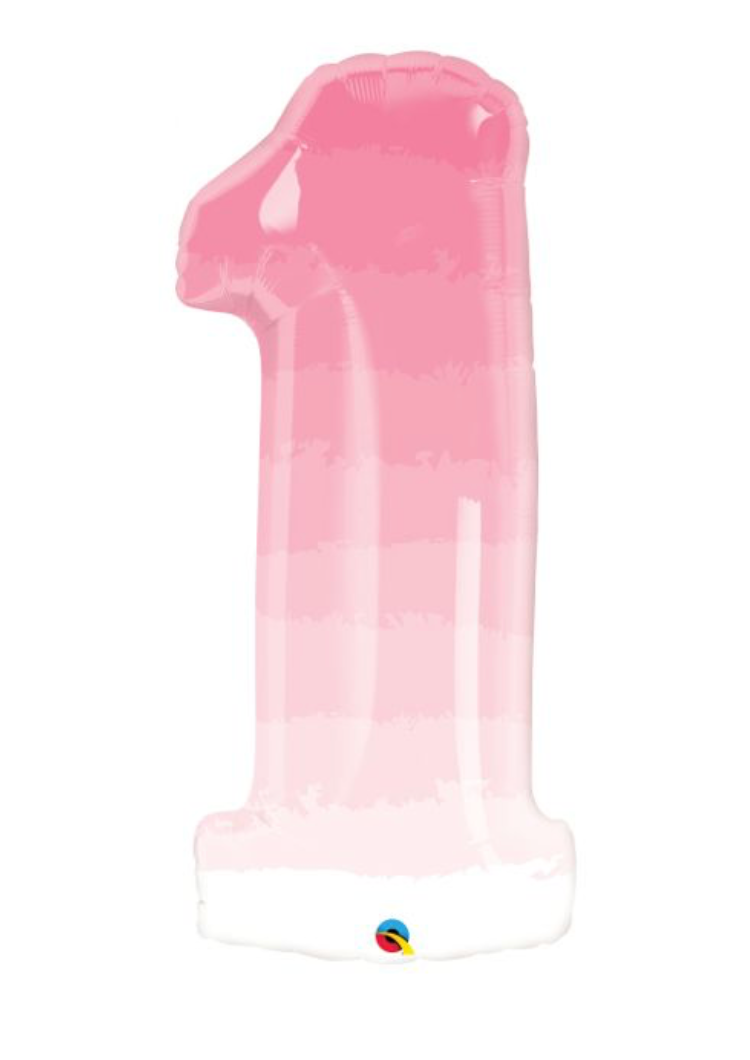 34" Pink Ombre Number 1 Balloon