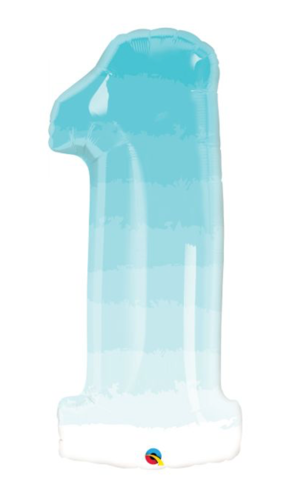 34" Blue Ombre Number 1 Balloon