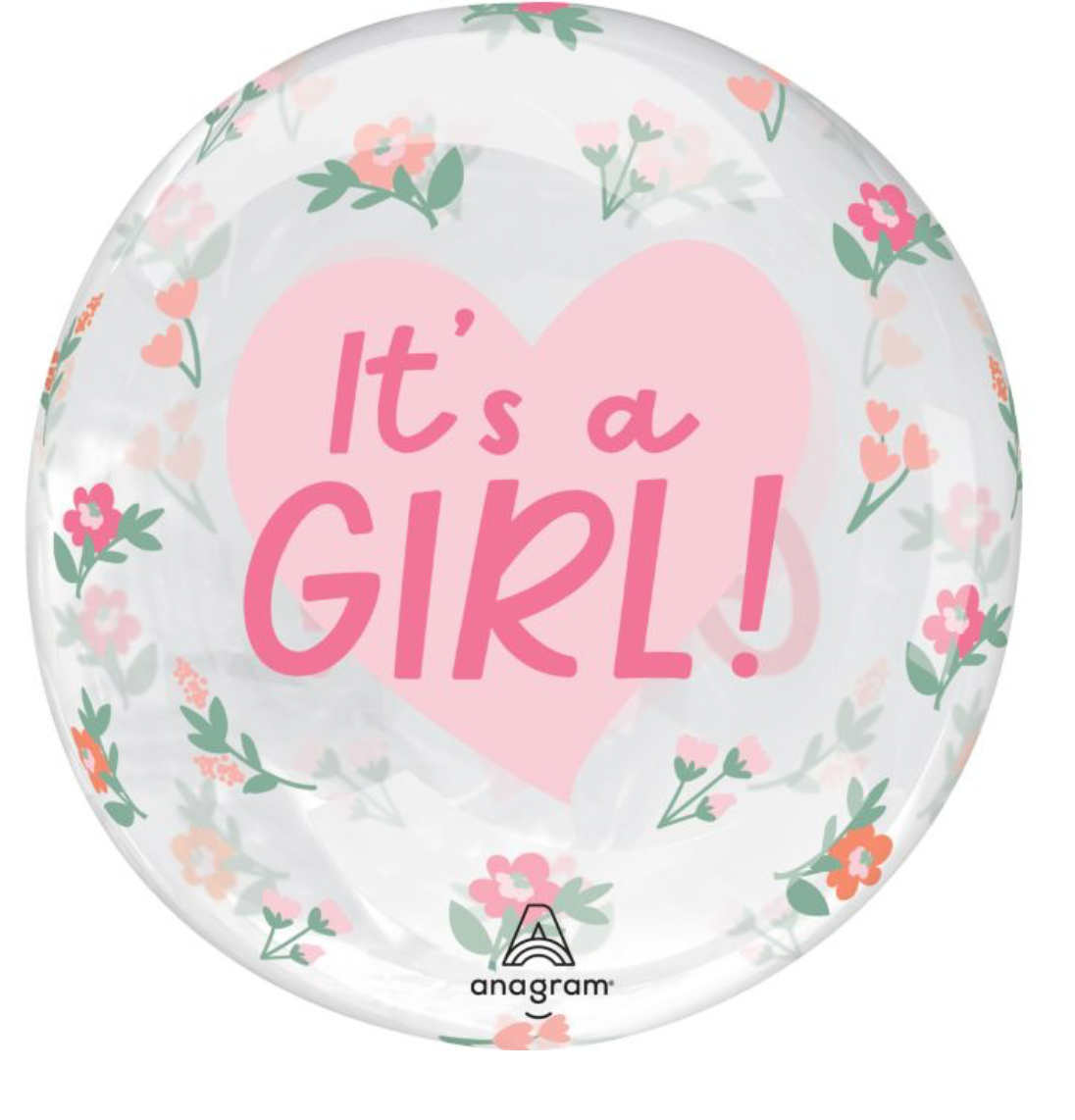 18" Clearz It's A Girl Floral Balloon