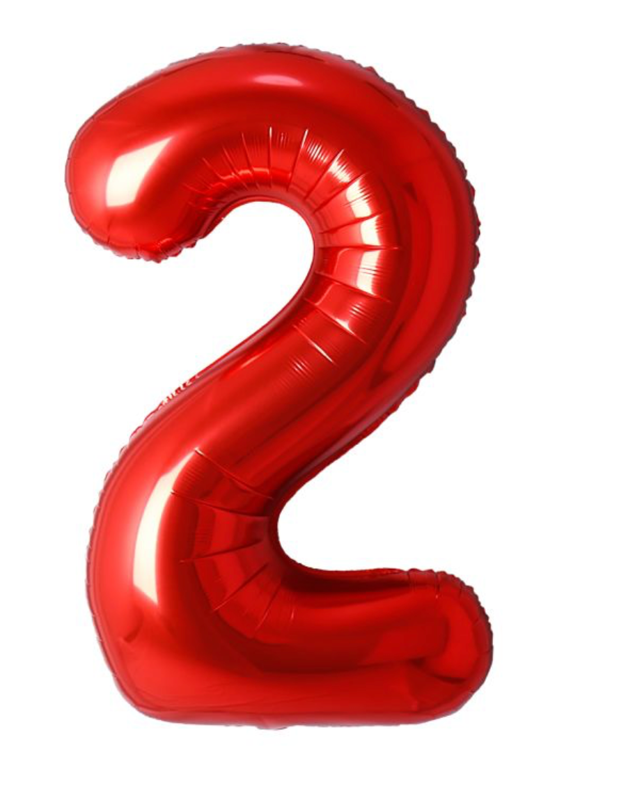 34" Red Number 2 Airise Balloon