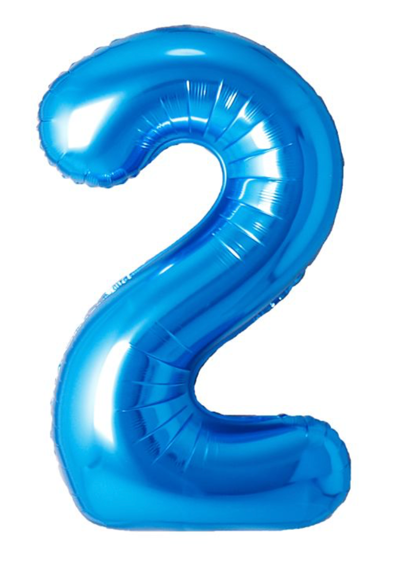 34" Blue Number 2 Airise Balloon