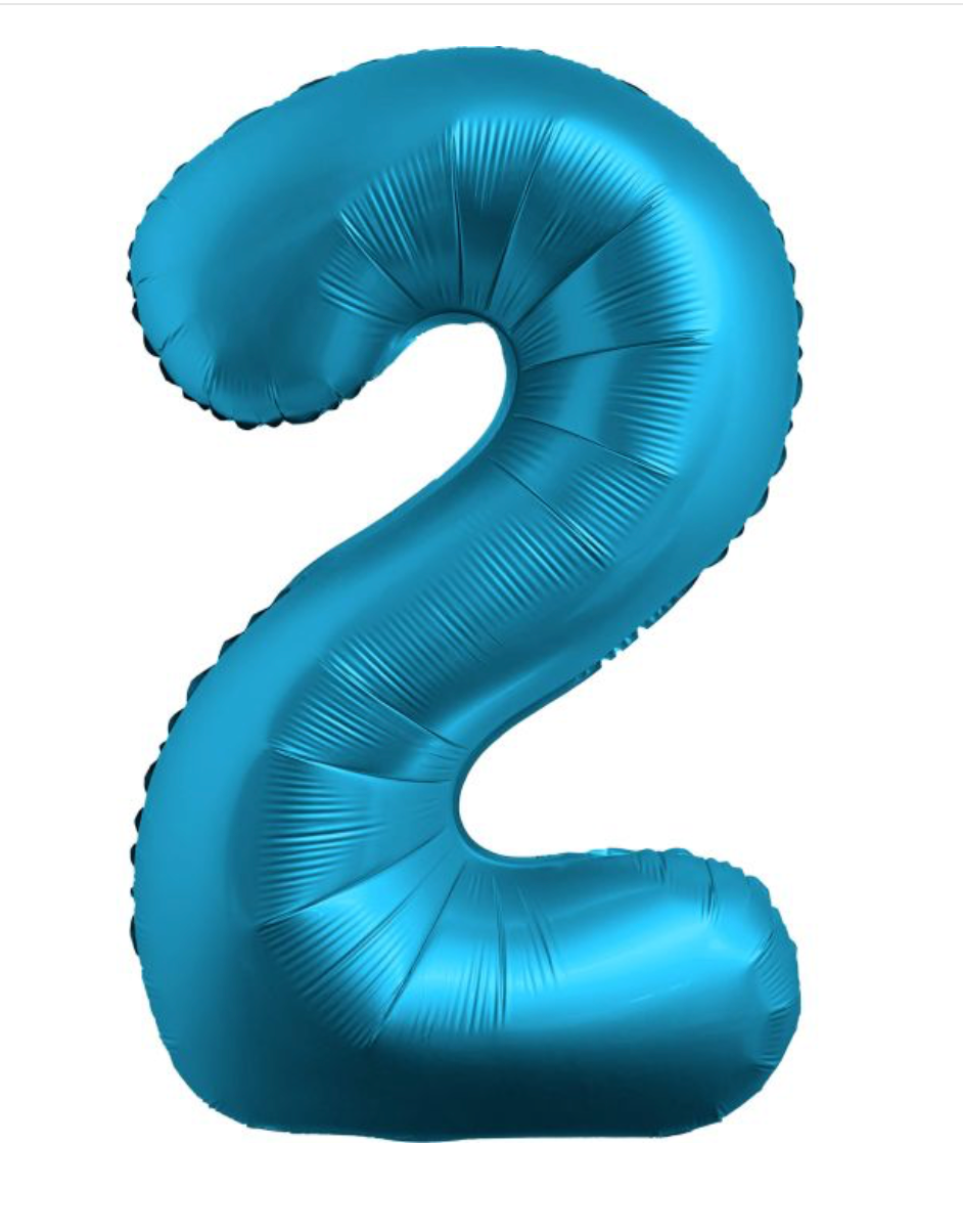 34" Chrome Blue Number 2 Balloon