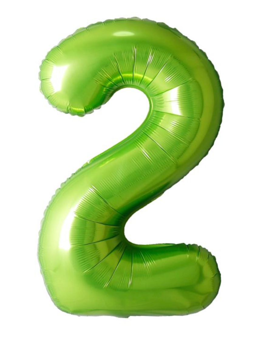 34" Green Number 2 Balloon