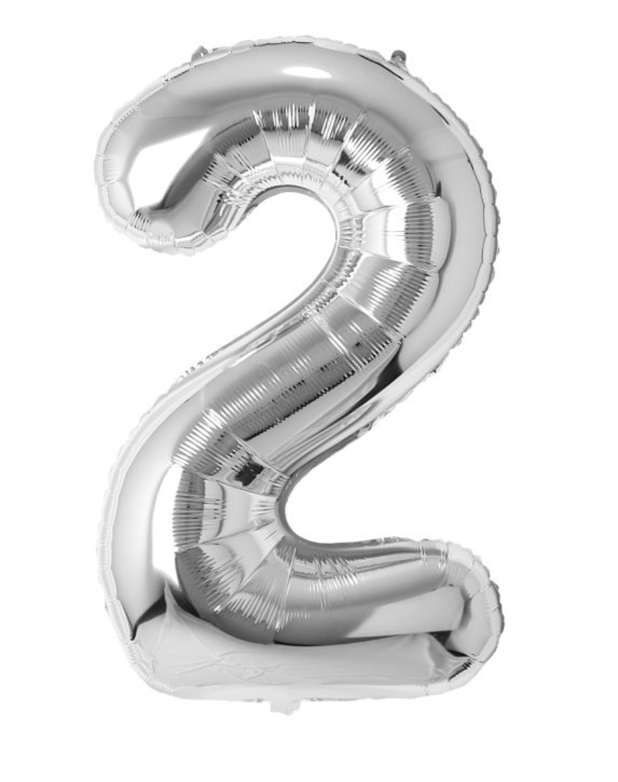 34" Silver Number 2 Airise Balloon
