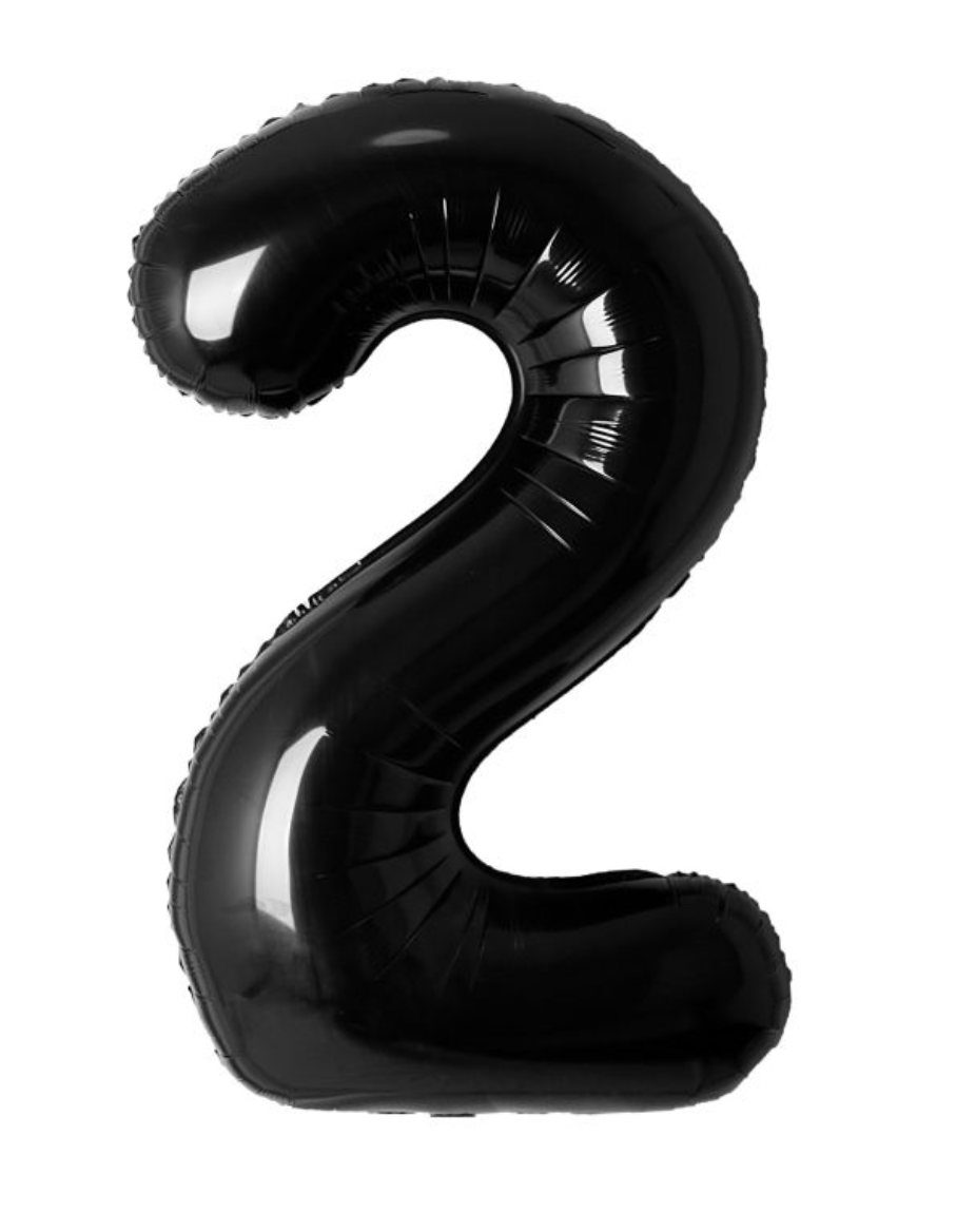 34" Black Number 2 Airise Balloon