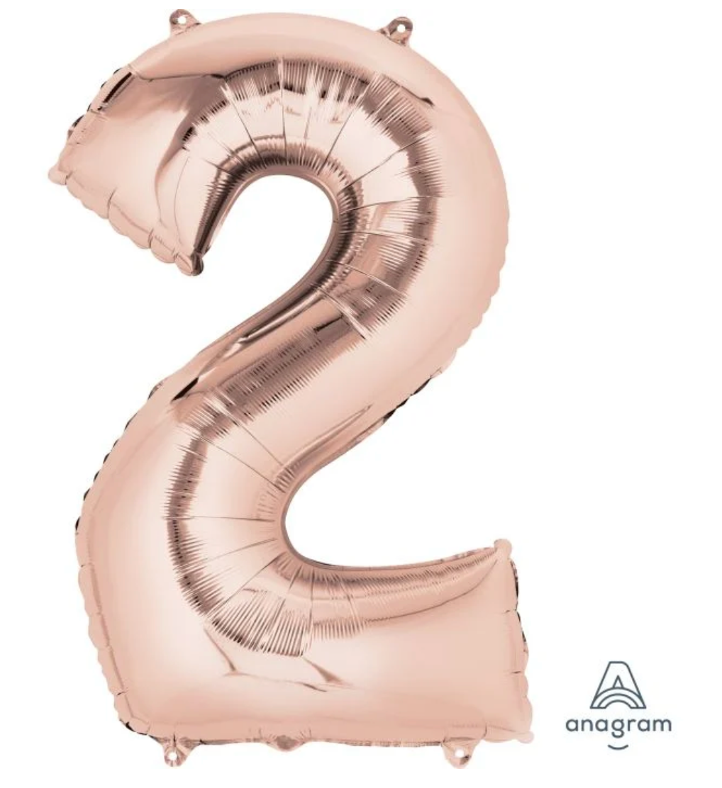 34" Rose Gold Number 2 Balloon