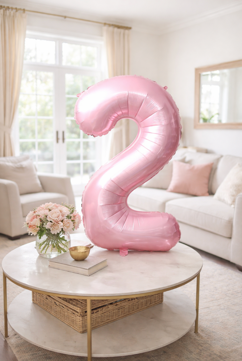 34" Baby Pink Number 2 Balloon