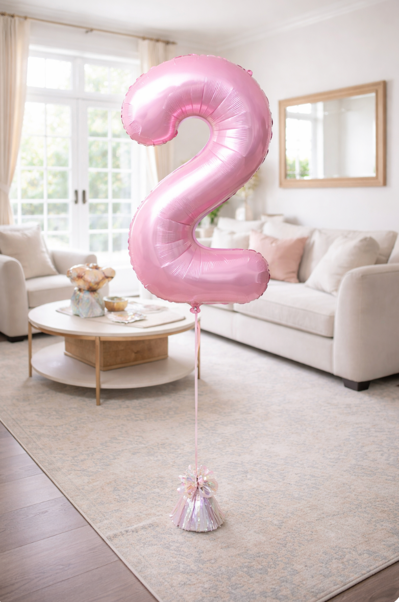 34" Baby Pink Number 2 Balloon