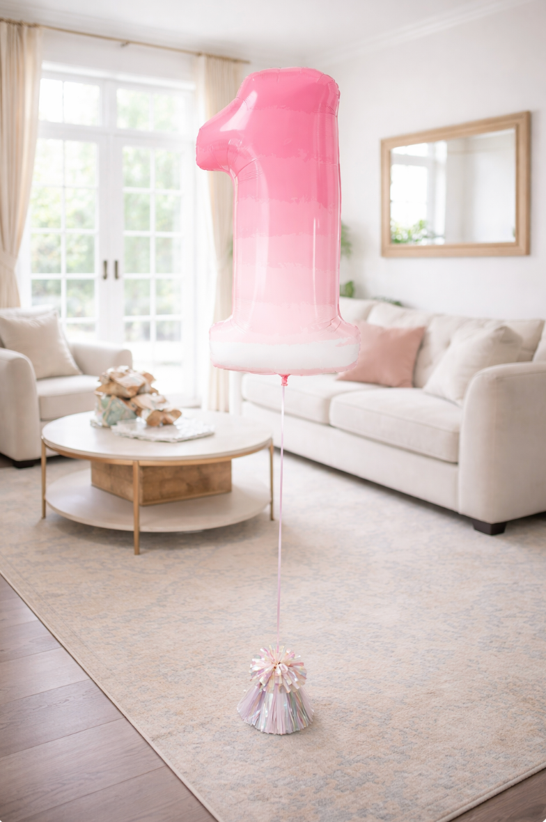 34" Pink Ombre Number 1 Balloon