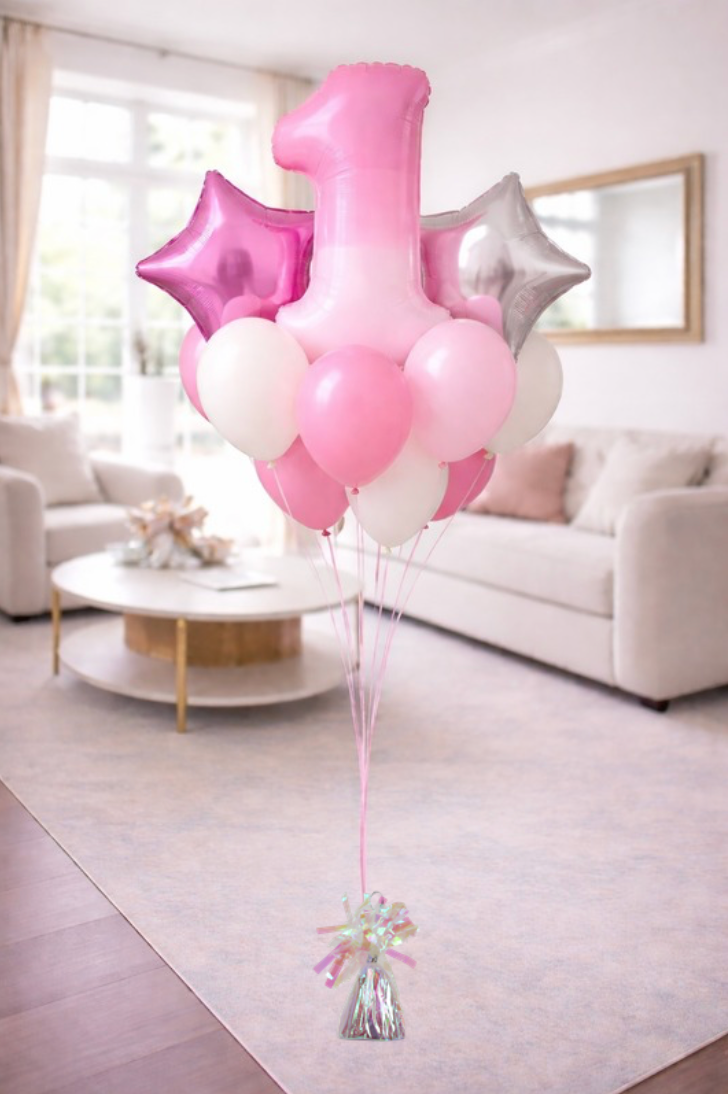 34" Pink Ombre Number 1 Balloon