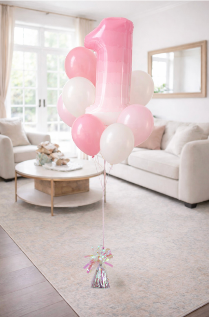 34" Pink Ombre Number 1 Balloon
